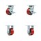 Service Caster 4 Inch Red Poly on Cast Iron Caster Set with Roller Bearings 2 Brakes 2 Rigid SCC-30CS420-PUR-RS-TLB-2-R420-2 - alternate 1